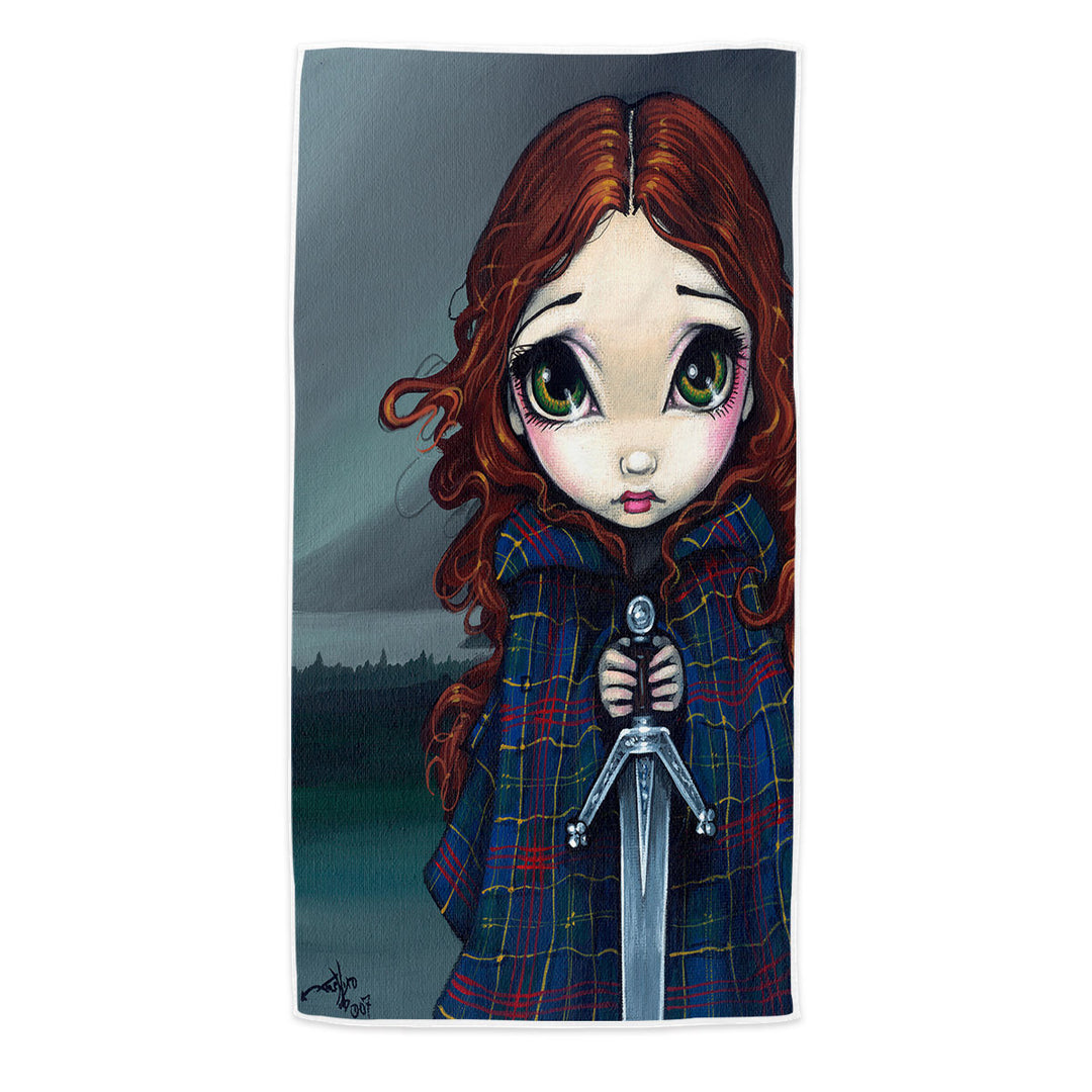 Womens Beach Towel Sword Maiden a Walk Through The Highlands