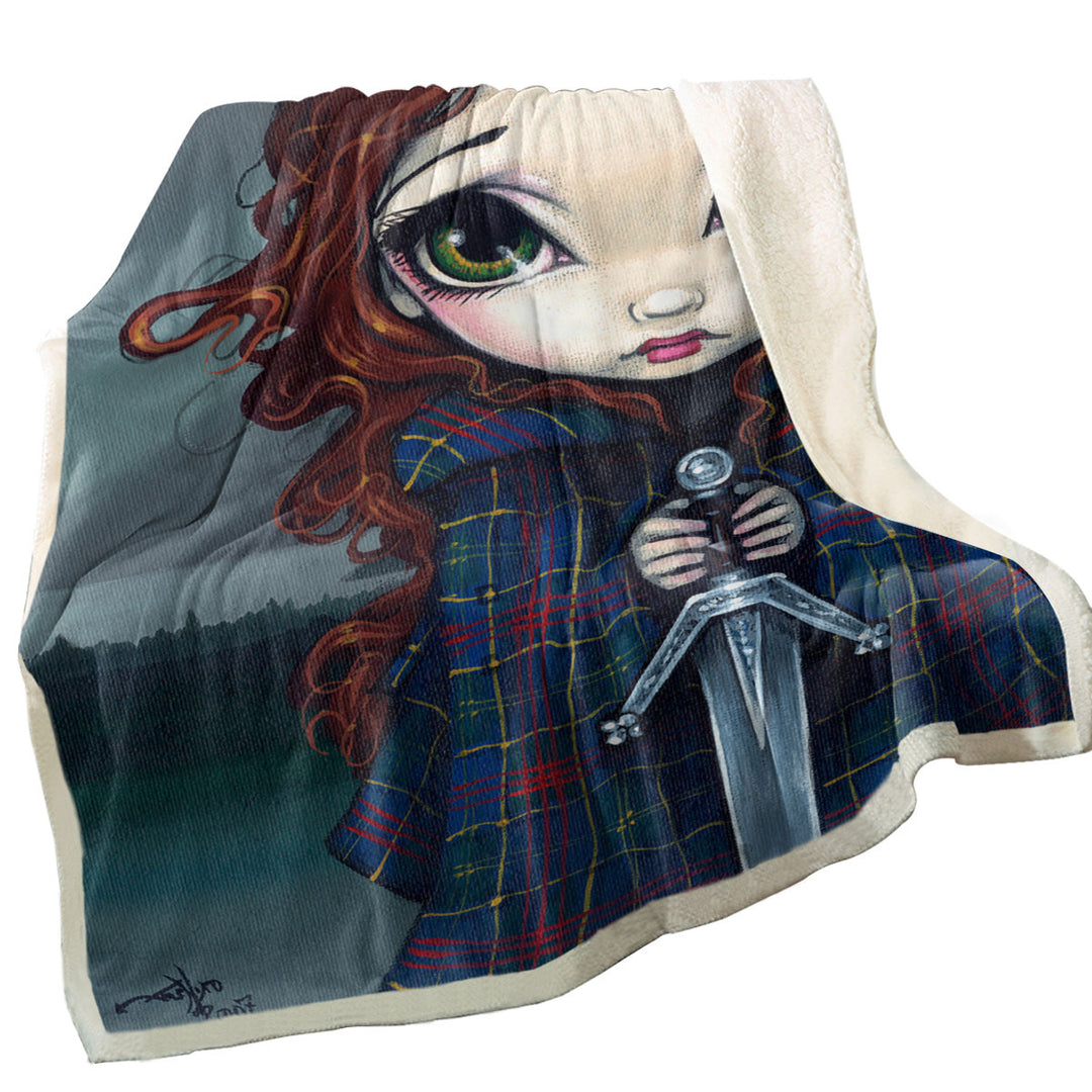 Womens Sofa Blankets Sword Maiden a Walk Through The Highlands