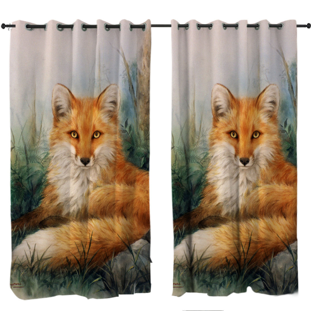 Wood and Beauty Fox Art Painting Drapes for Living Room