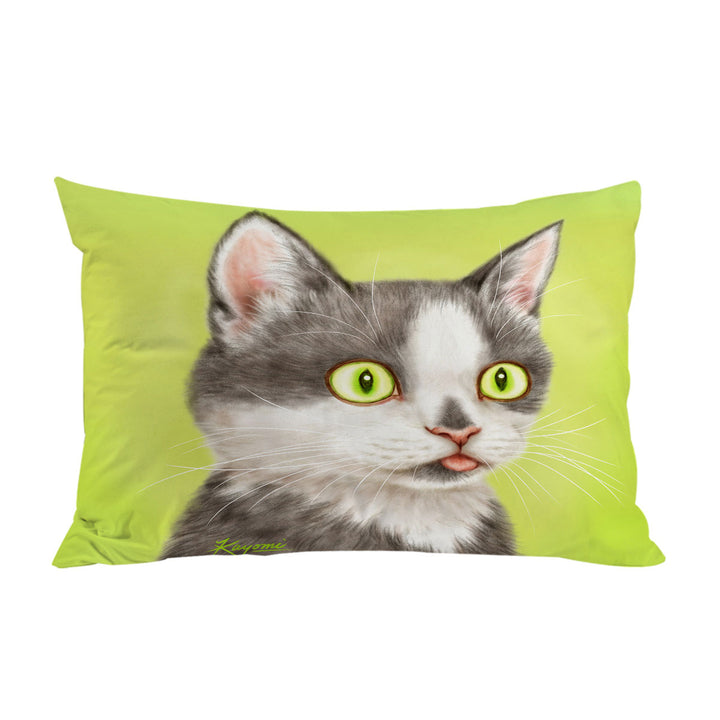 Yearning Grey Kitty Cat Pillow Cases