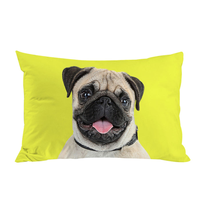 Yellow Background Cute Pug Dog Bed Covers