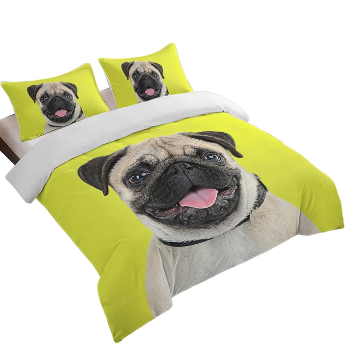 Yellow Background Cute Pug Dog Daybed Covers Sets
