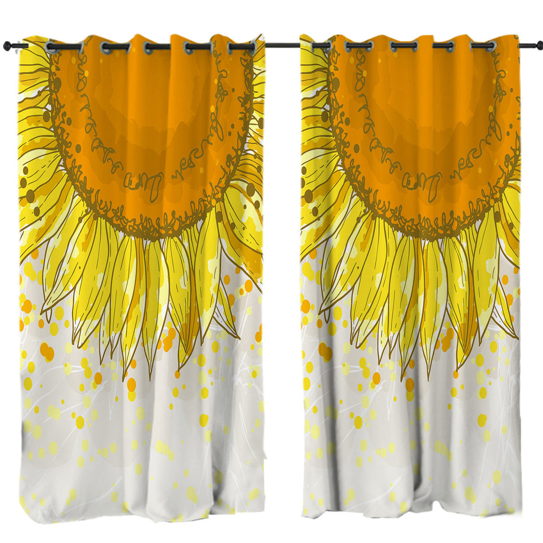 Yellow Spots and Sunflower Curtains for Bedroom