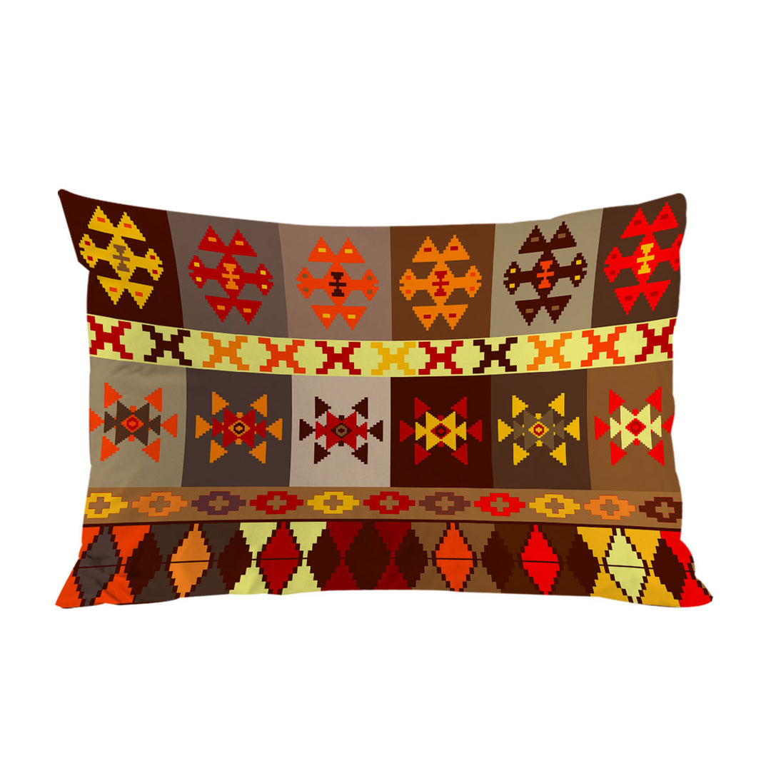 Yellow to Red Aztec Pattern Pillow Cases