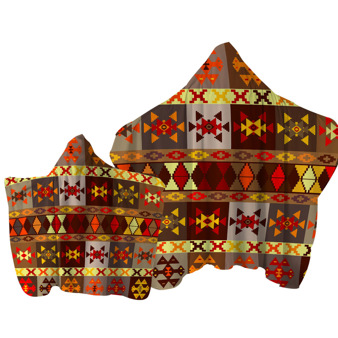 Yellow to Red Aztec Pattern Towel Hoodie