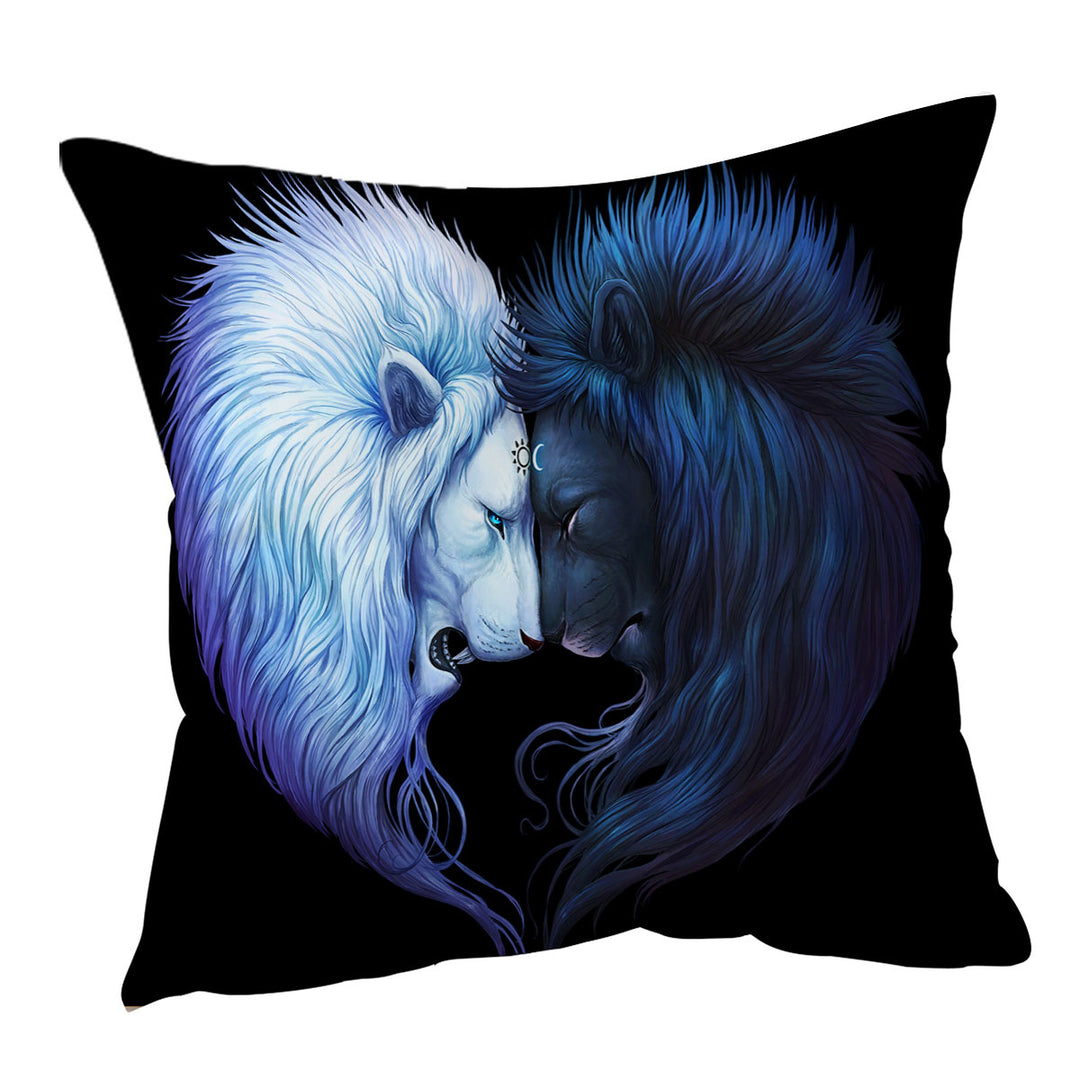 Yin Yang Cushion Covers Brotherhood Black White Lions