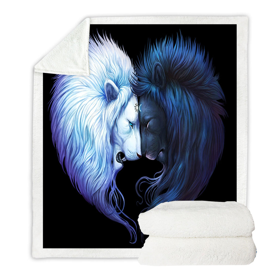 Yin Yang Sofa Blankets Brotherhood Black White Lions