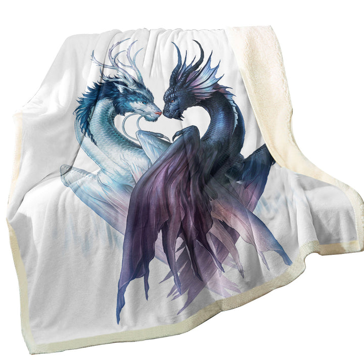 Yin and Yang Dragons Fleece Blanket