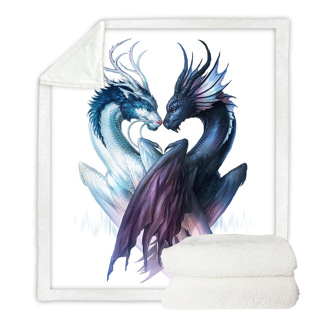 Yin and Yang Dragons Throw Blankets