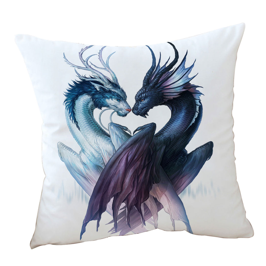 Yin and Yang Dragons Throw Pillow