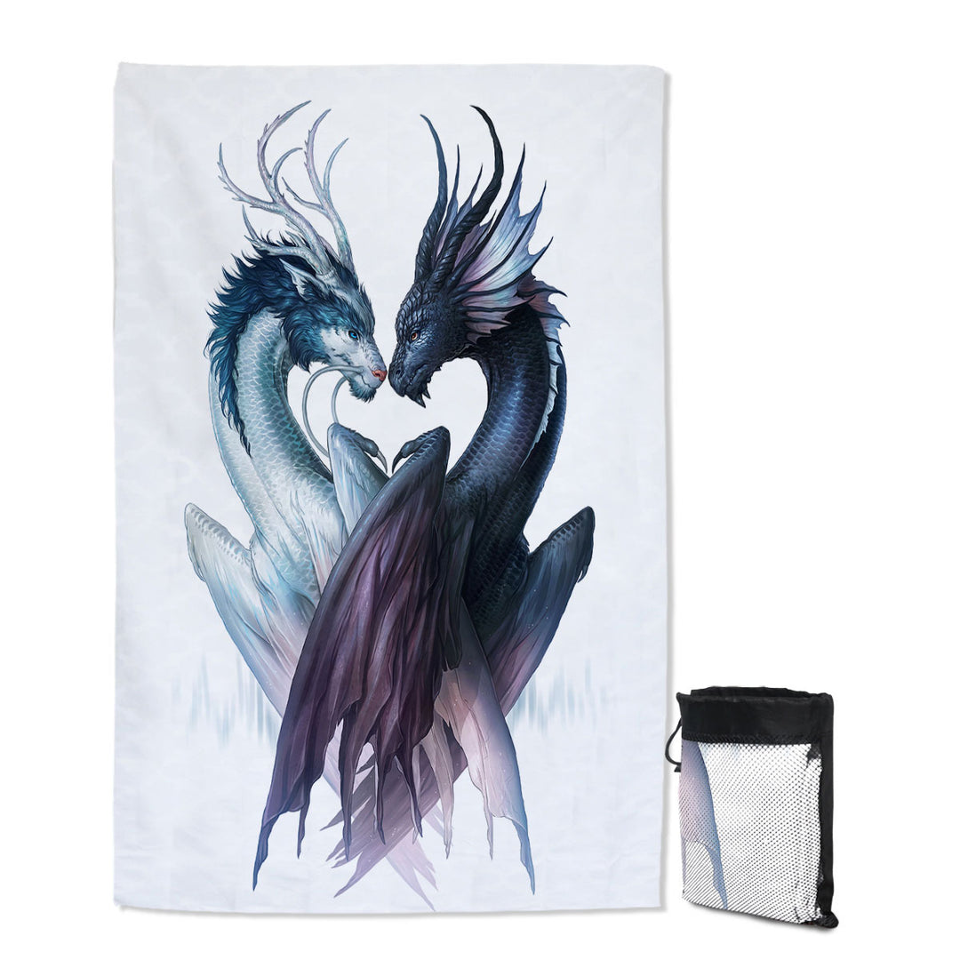 Yin and Yang Dragons Travel Lightweight Beach Towel