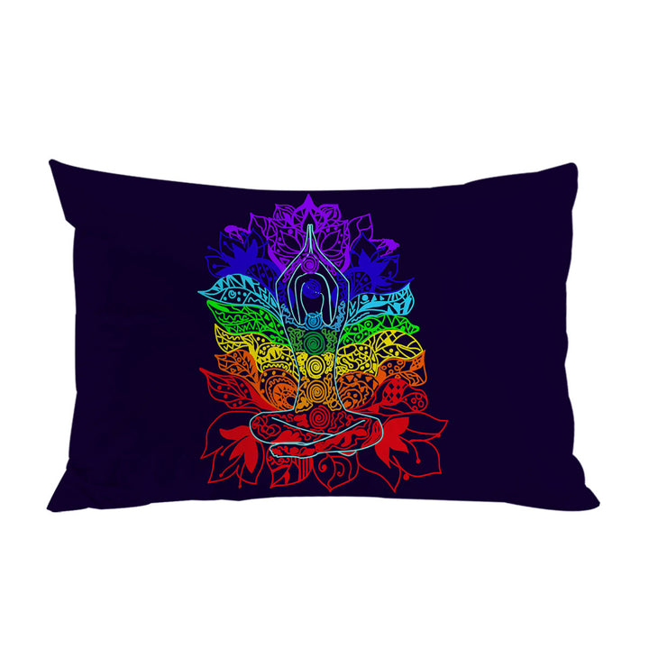 Yoga Spiritual Multi Colored Oriental Flowers Pillow Case Covers