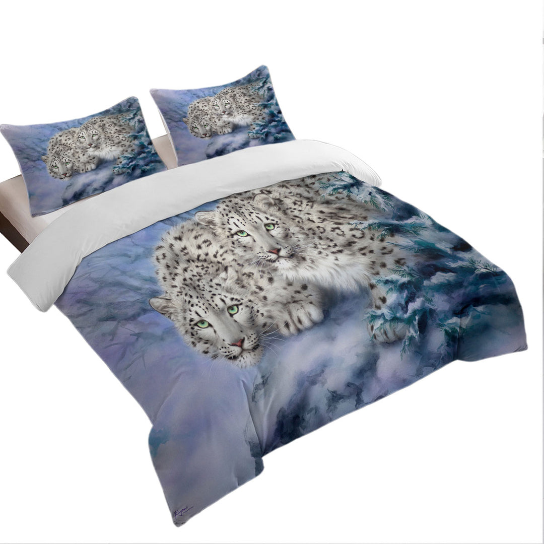 Young Explorers Snow Forest White Leopards Duvet Cover set
