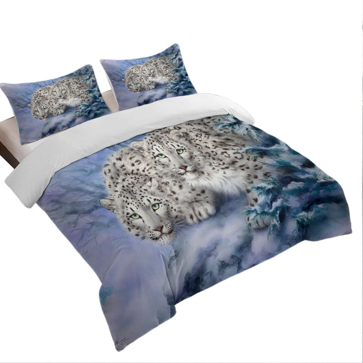 Young Explorers Snow Forest White Leopards Duvet Cover set