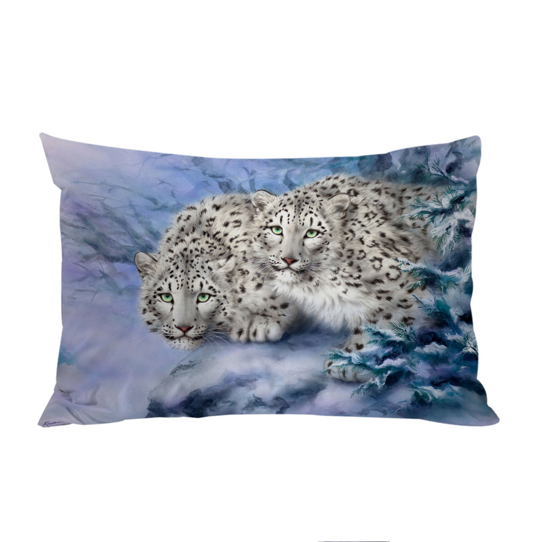 Young Explorers Snow Forest White Leopards Pillow Cases