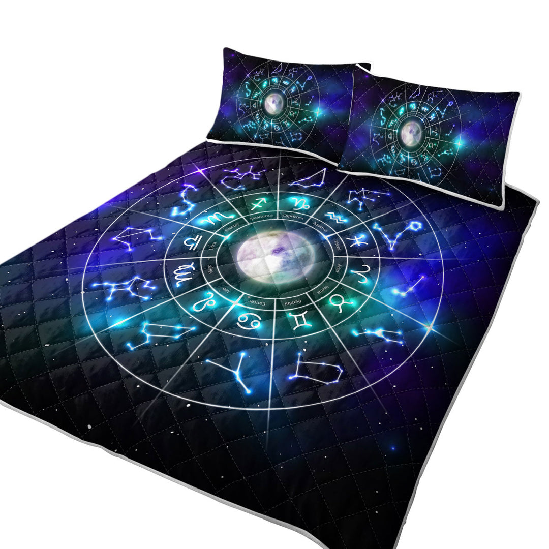 Zodiac Moon Over Space California King Quilt Sets