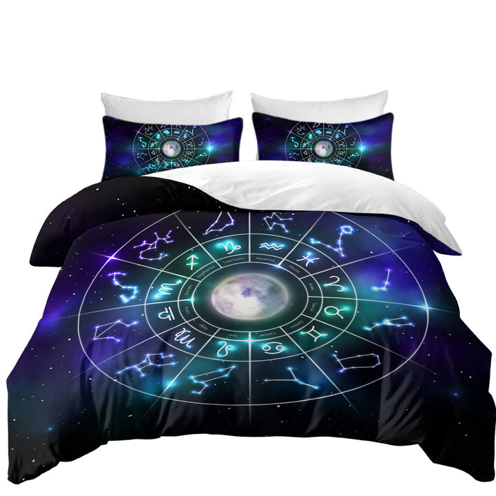 Zodiac Moon Over Space Duvet Covers