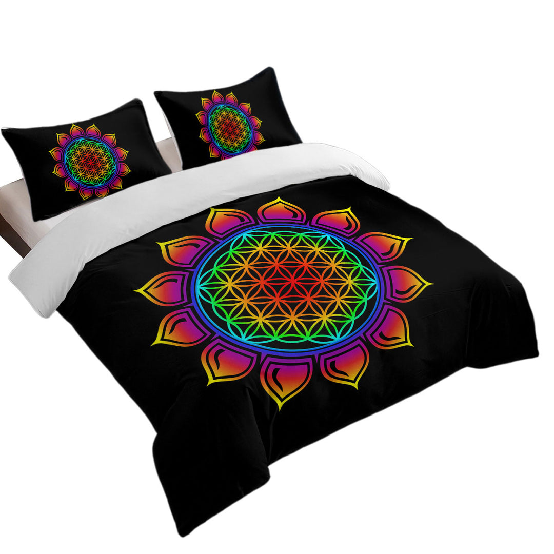 full Size Duvet Cover with Colorful Simple Mandala Sun