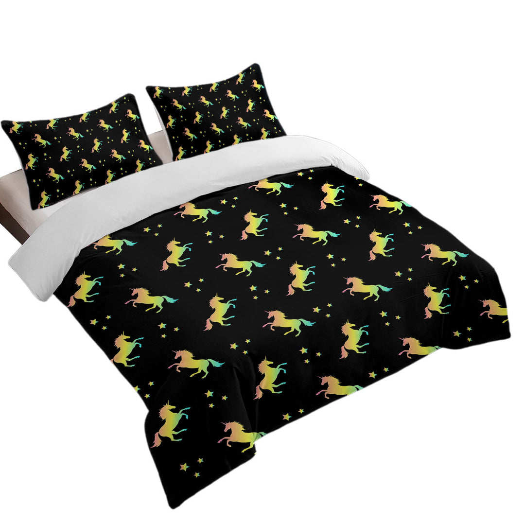 full Size Duvet Cover with Three Stars Unicorn Pattern