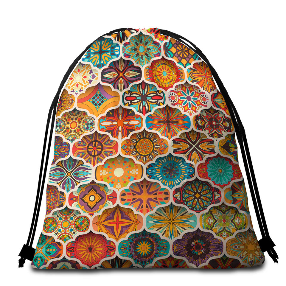 A Bunch of Colorful Moroccan Beach Towel Bags