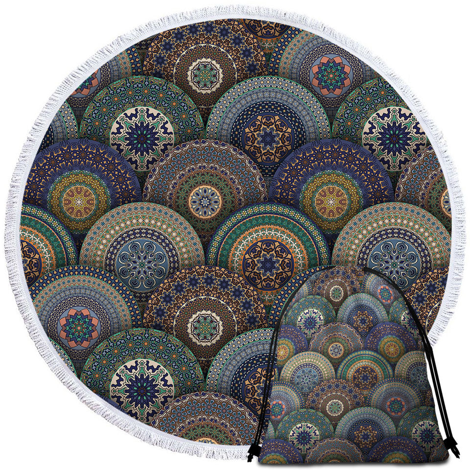 A Bunch of Oriental Mandalas Beach Towels and Bags Set