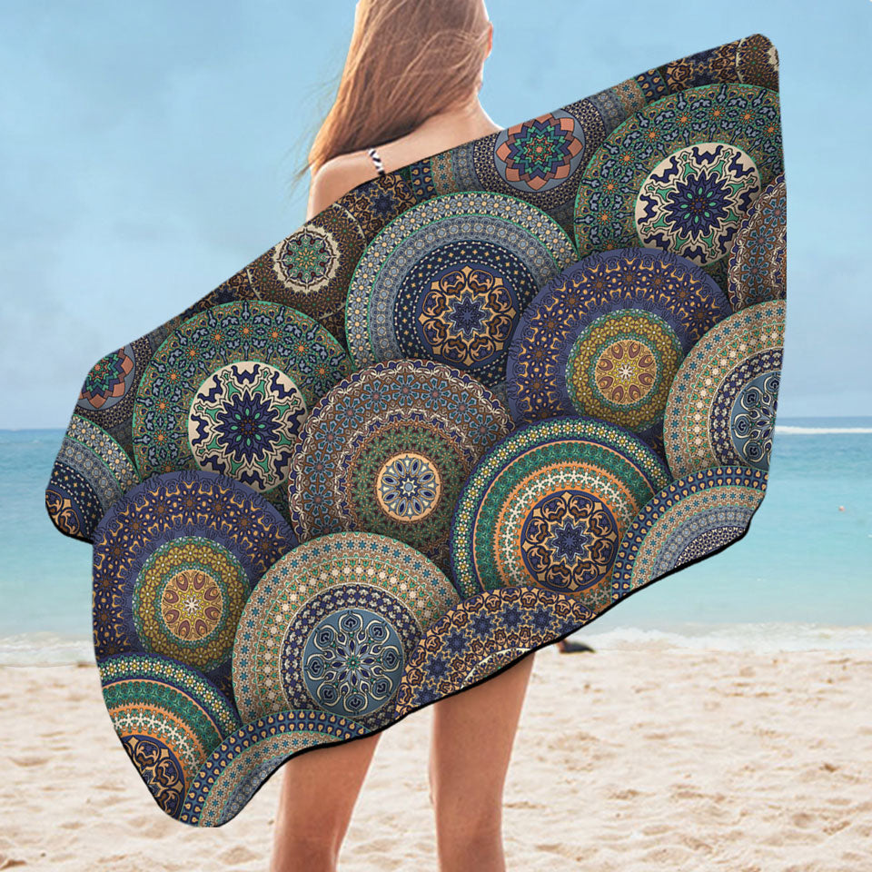 A Bunch of Oriental Mandalas Microfibre Beach Towels