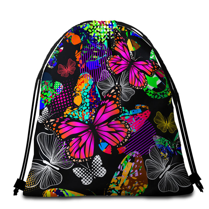 A Riot of Colorful Butterflies Beach Towel Bags