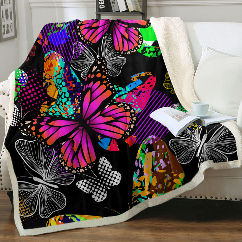 A Riot of Colorful Butterflies Couch Throws