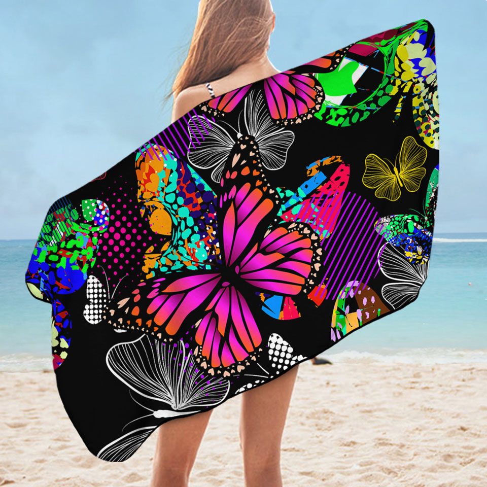 A Riot of Colorful Butterflies Pool Towels