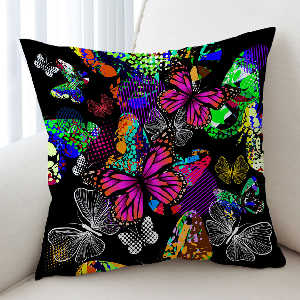 A Riot of Colorful Butterflies Sofa Pillows
