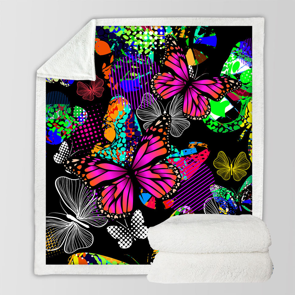 A Riot of Colorful Butterflies Throw Blanket