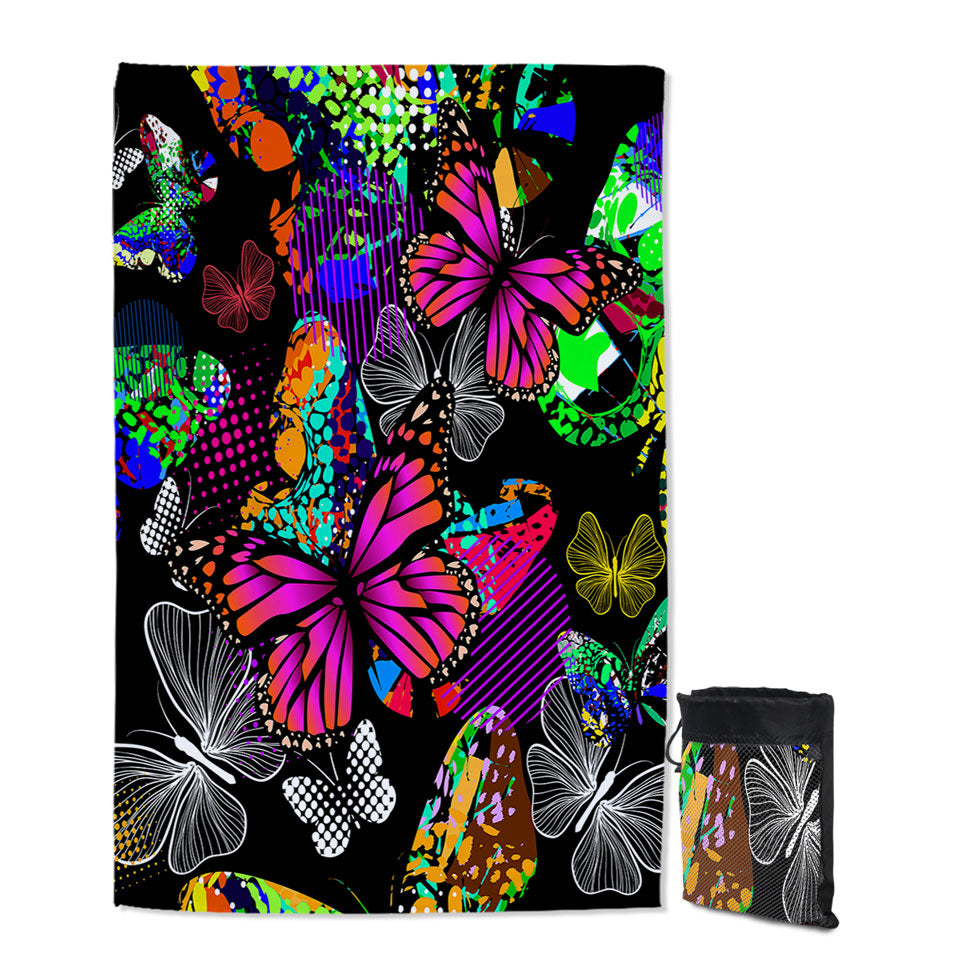 A Riot of Colorful Butterflies Travel Beach Towel