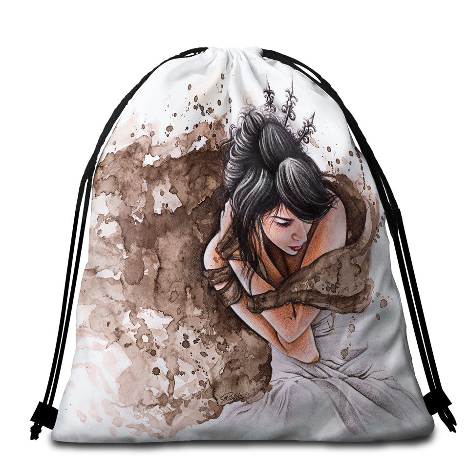 A Winters Tale Beautiful Woman Art Painting Beach Bags and Towels