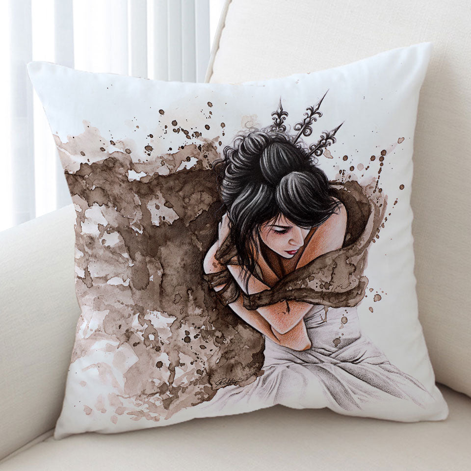 A Winters Tale Beautiful Woman Art Painting Cushion Cover
