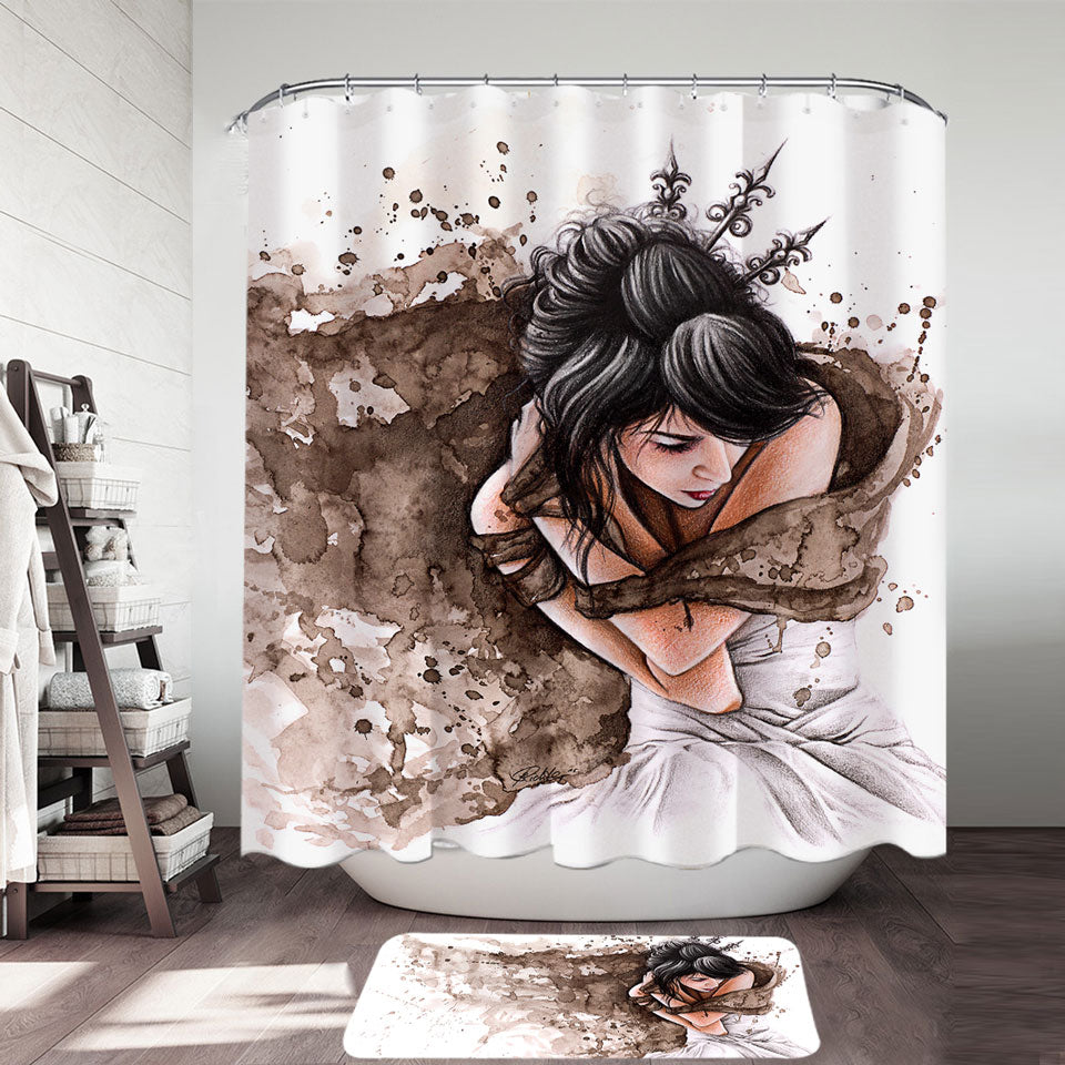 A Winters Tale Beautiful Woman Art Painting Shower Curtain