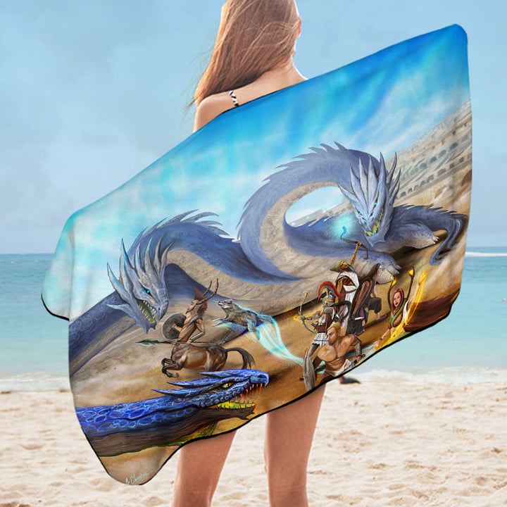 Action Fight Scene Fantasy Art Pool Towels for Boys
