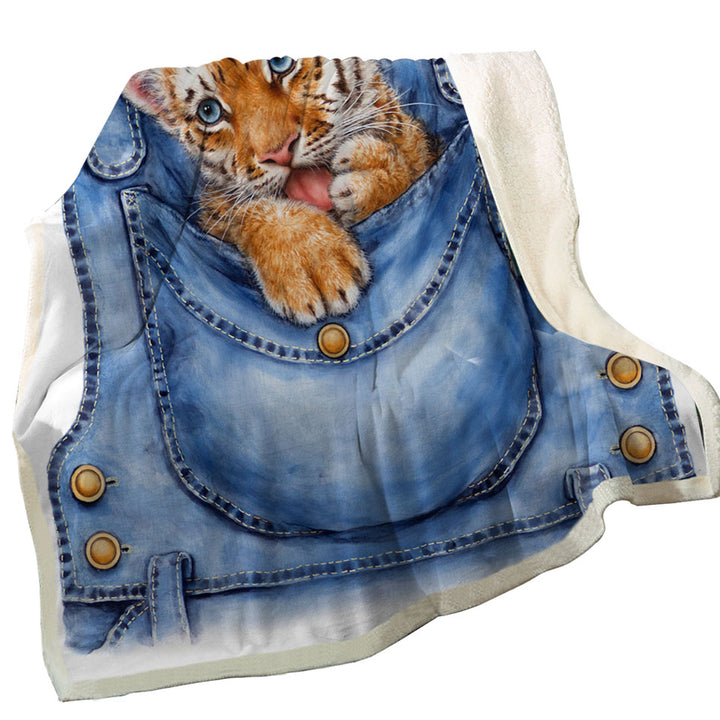 Adorable Animal Painting Tiger Cub Overall Blanket