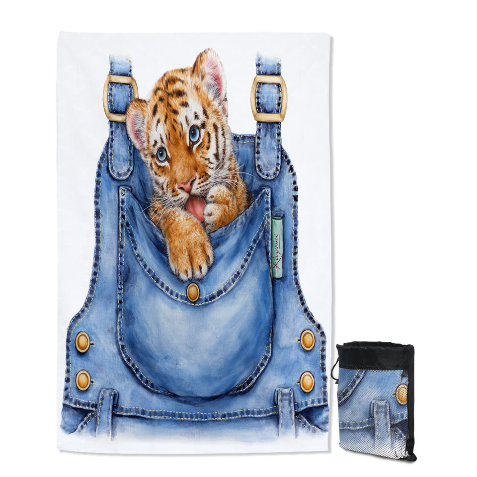 Adorable Animal Painting Tiger Cub Overall Quick Dry Beach Towel