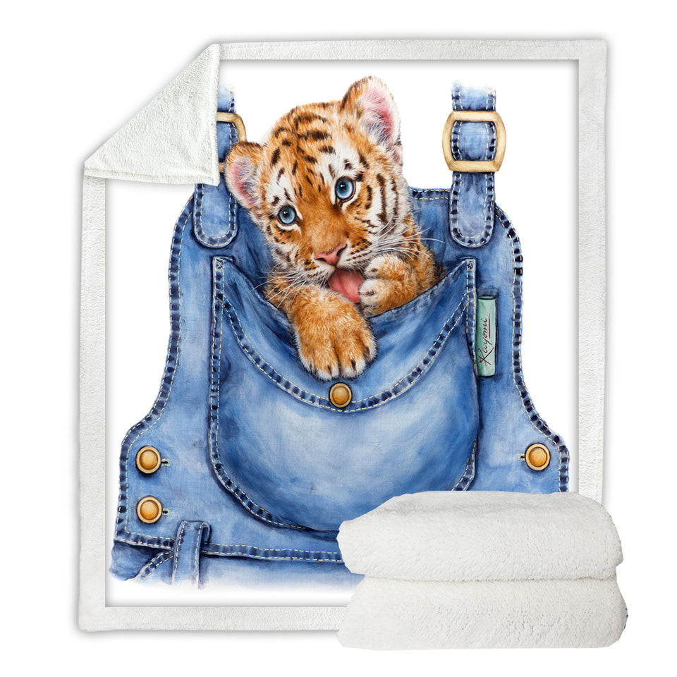 Adorable Animal Painting Tiger Cub Overall Throws