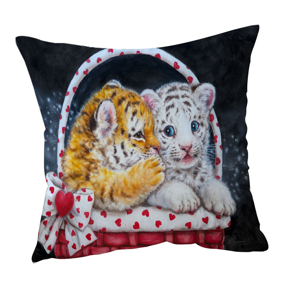 Adorable Animals Art for Kids Whisper Tiger Cub Cushion and Throw Pillow