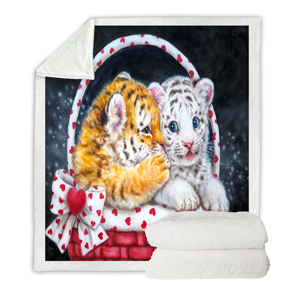 Adorable Animals Art for Kids Whisper Tiger Cub Sherpa Blanket