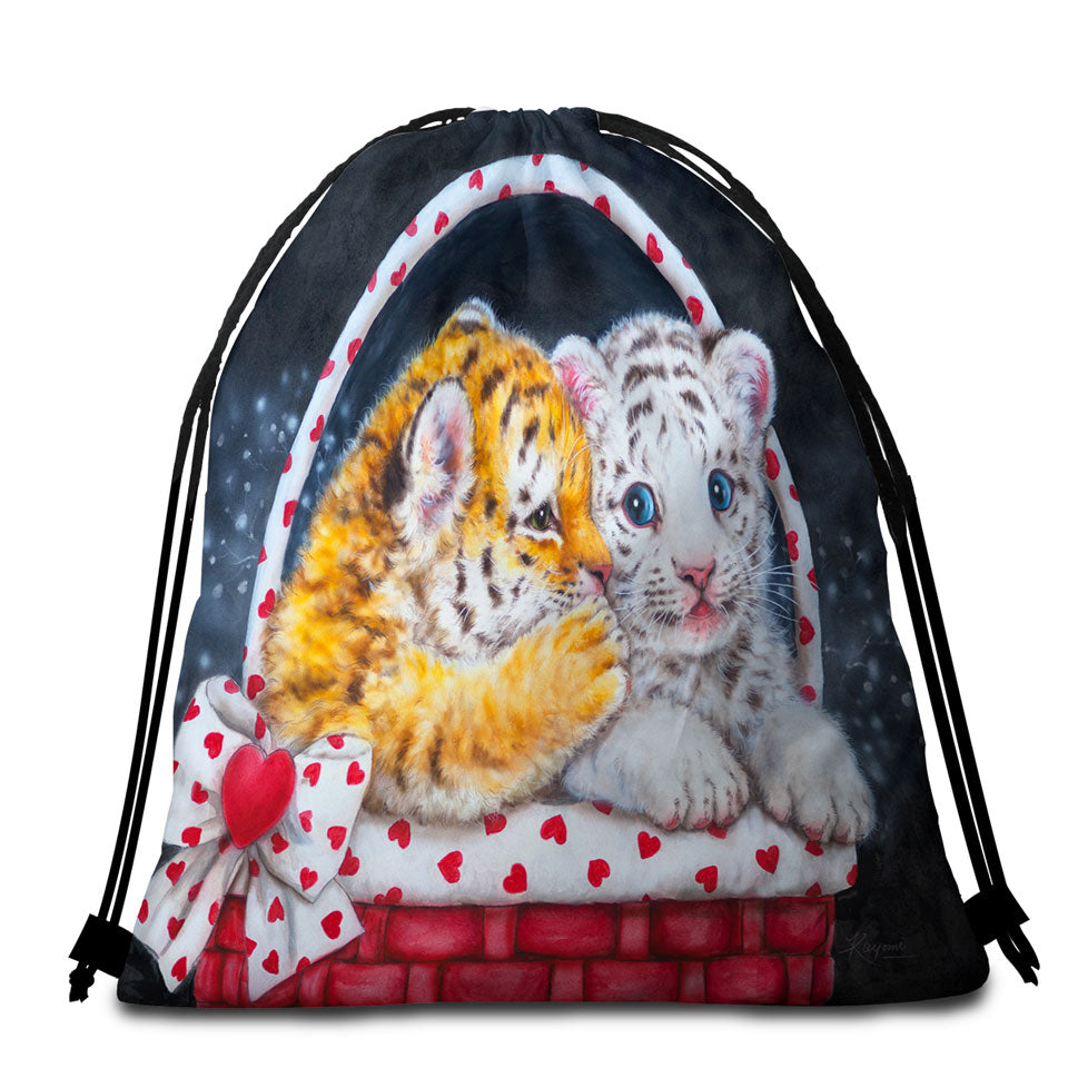 Adorable Animals Art for Kids Whisper Tiger Cub Travel Beach Towel