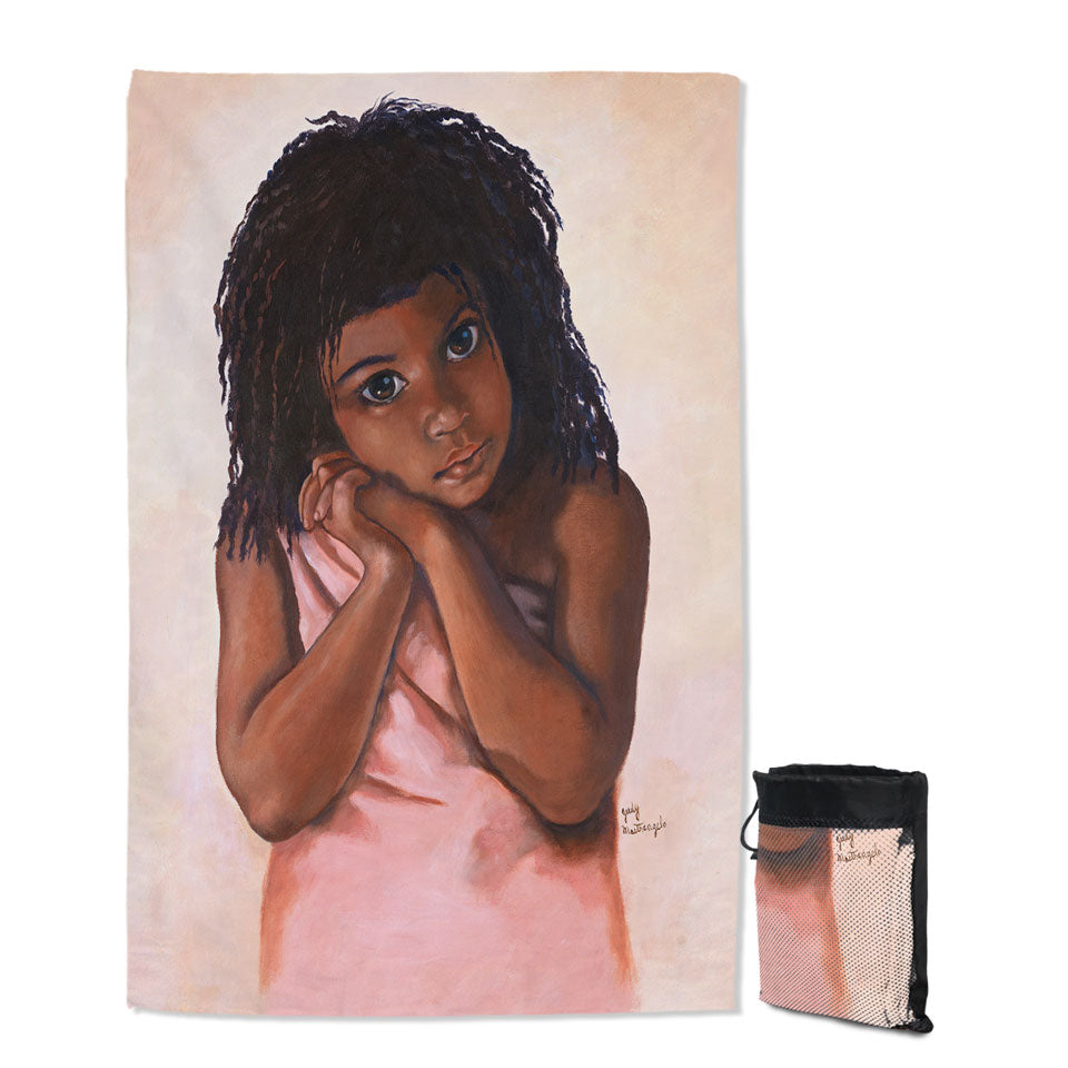 Adorable Art Cute Black Girl Beach Towels