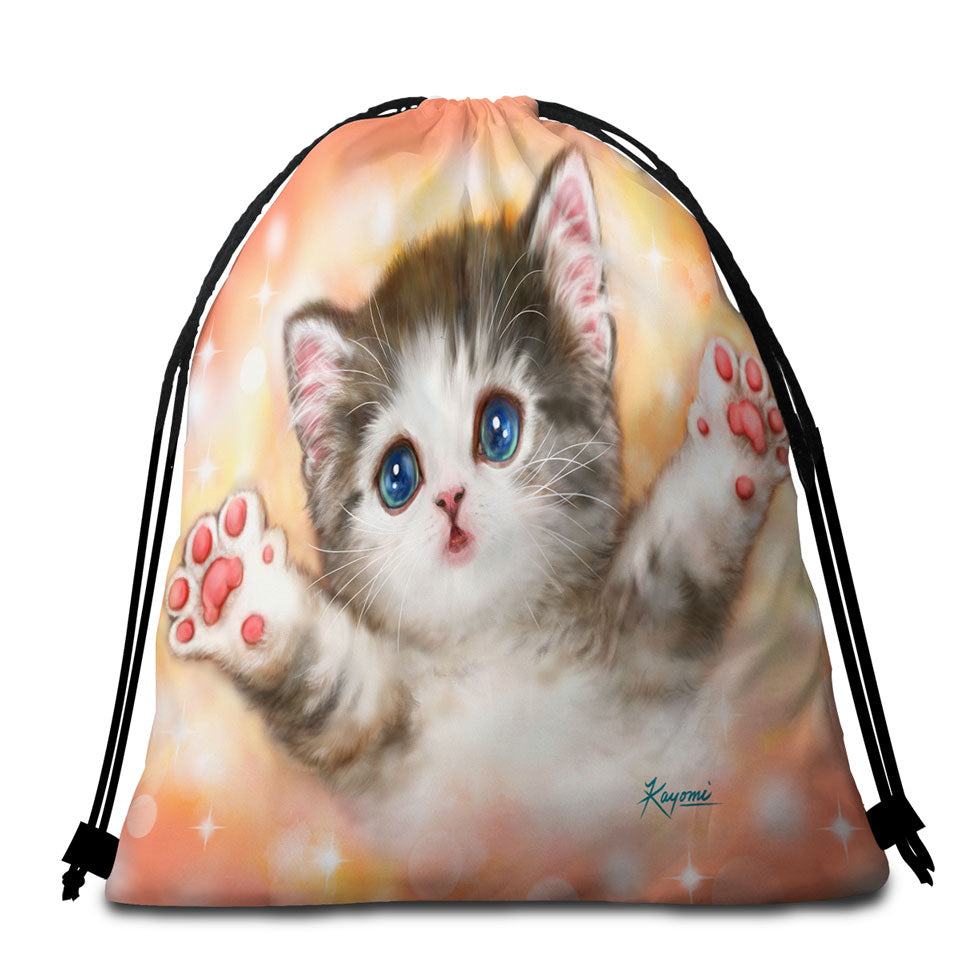 Adorable Beach Towel Bags Cute Kitty Cat Wants a Hug