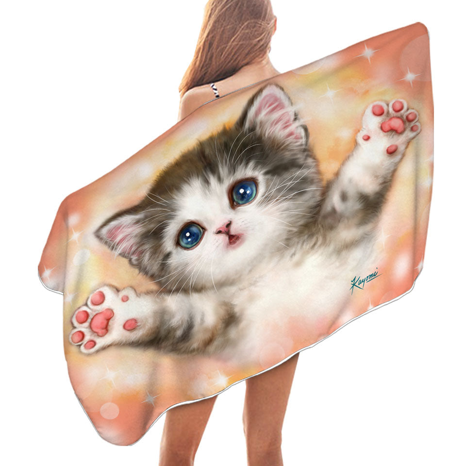 Adorable Beach Towels Cute Kitty Cat Wants a Hug