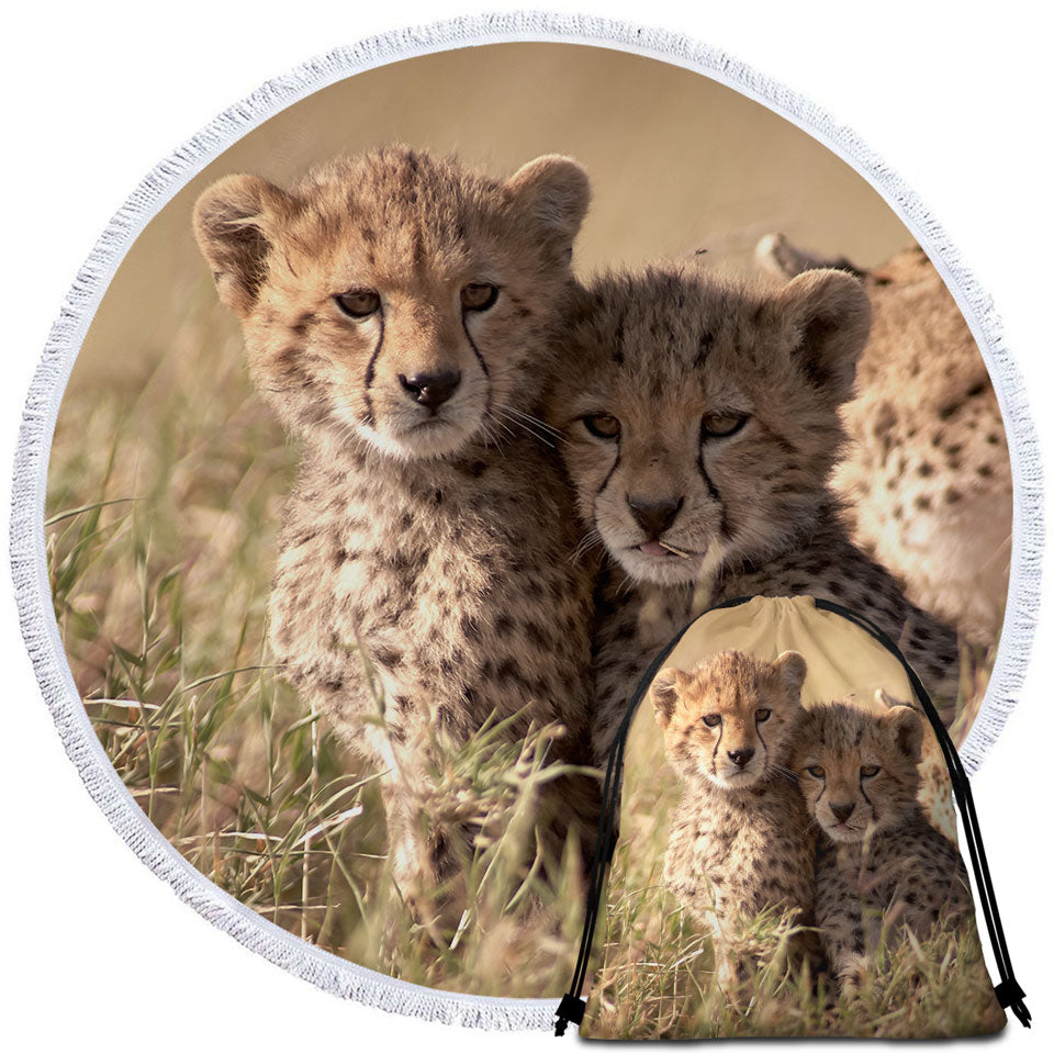 Adorable Beach Towels with Wild Cheetah Cubs