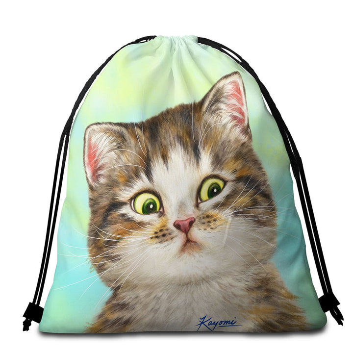 Adorable Cat Beach Bags and Towels for Kids the Suspicious Kitten