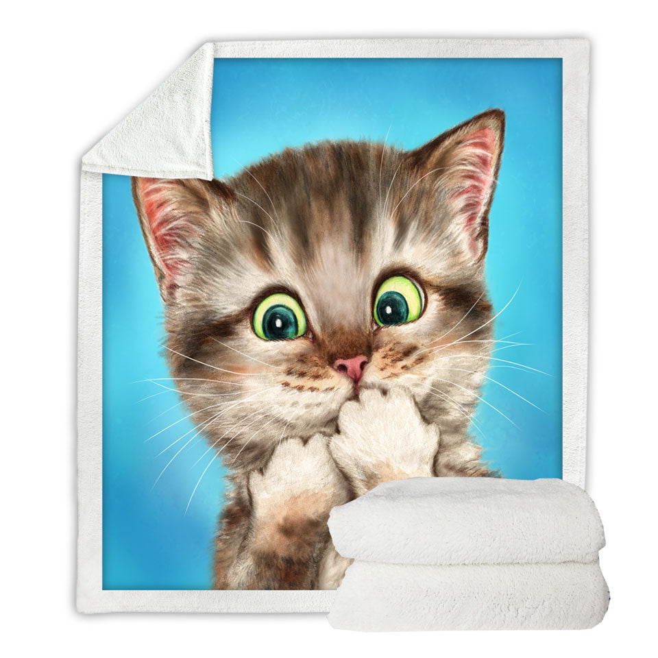 Adorable Cat Sweet Regretful Kitten Throw Blanket