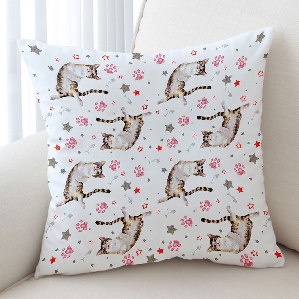 Adorable Cat and Paws Cushion