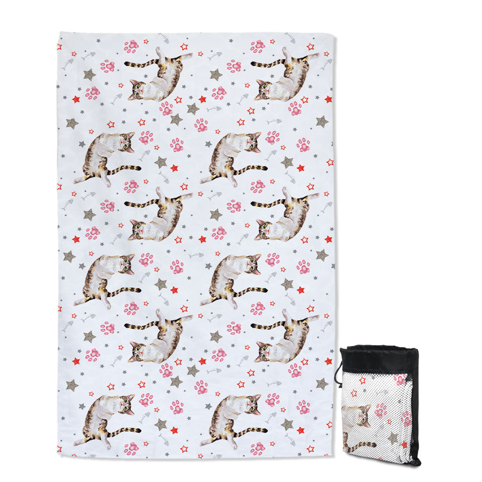 Adorable Cat and Paws Swims Towel